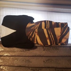 Cute v-neck black and tan mini dress